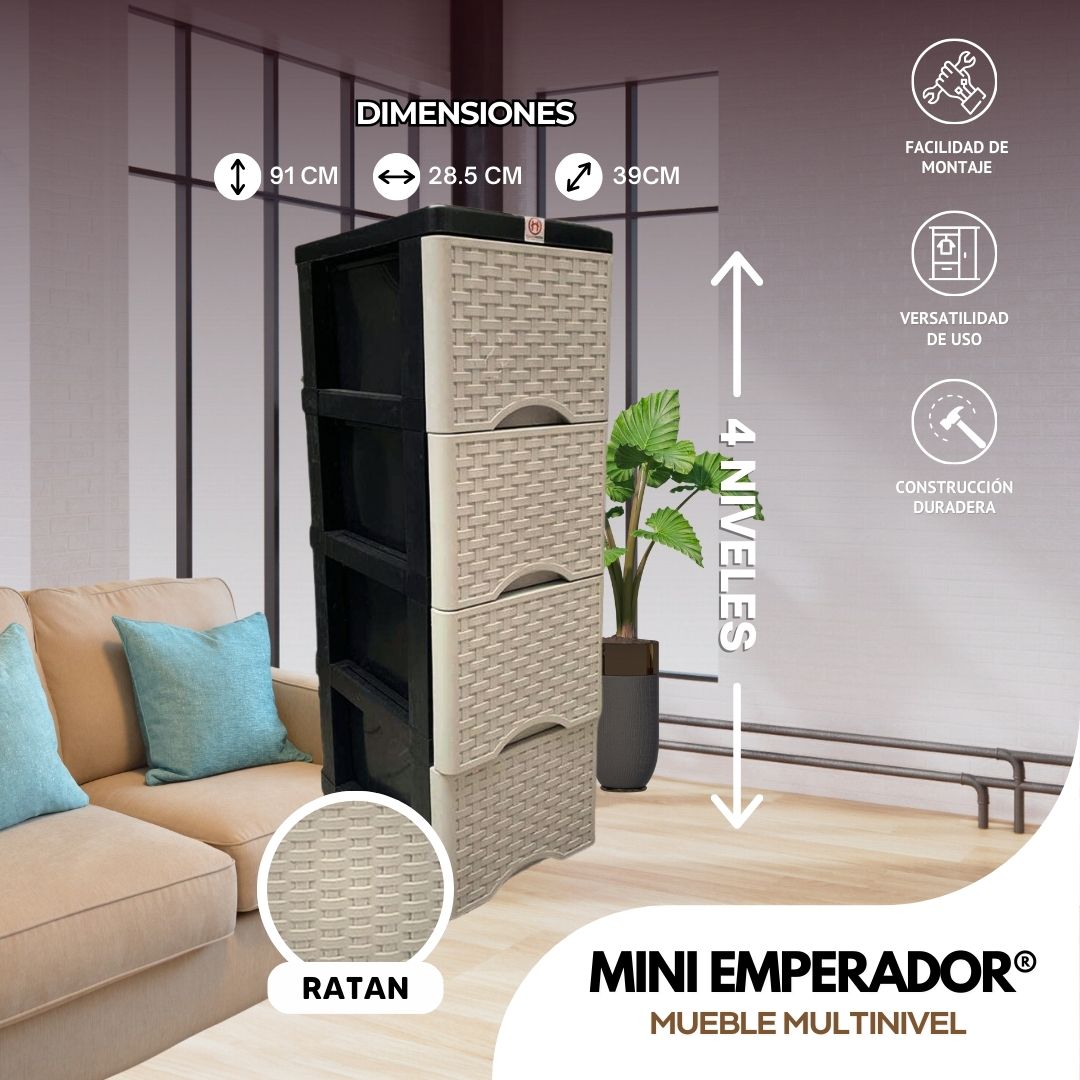 Mini Emperador®: Cajonera de Ratán Multicompartimiento