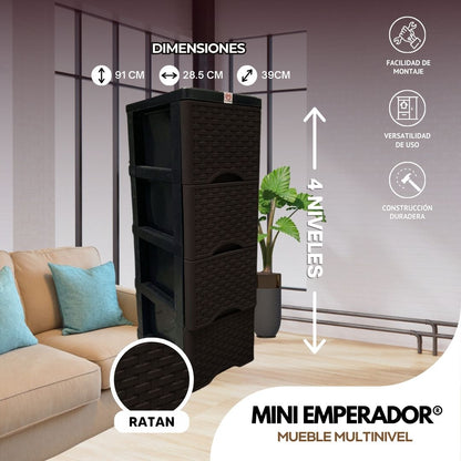 Mini Emperador®: Cajonera de Ratán Multicompartimiento