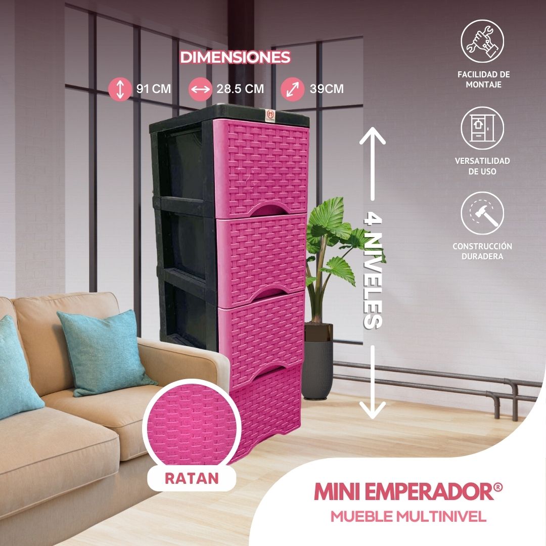 Mini Emperador®: Cajonera de Ratán Multicompartimiento