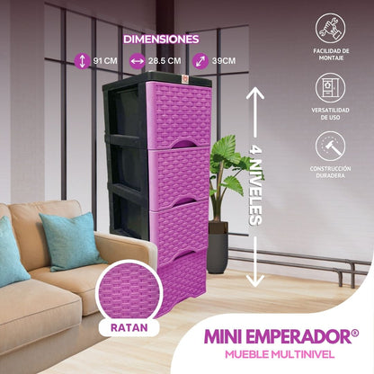 Mini Emperador®: Cajonera de Ratán Multicompartimiento