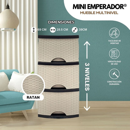 Mini Emperador®: Cajonera de Ratán Multicompartimiento