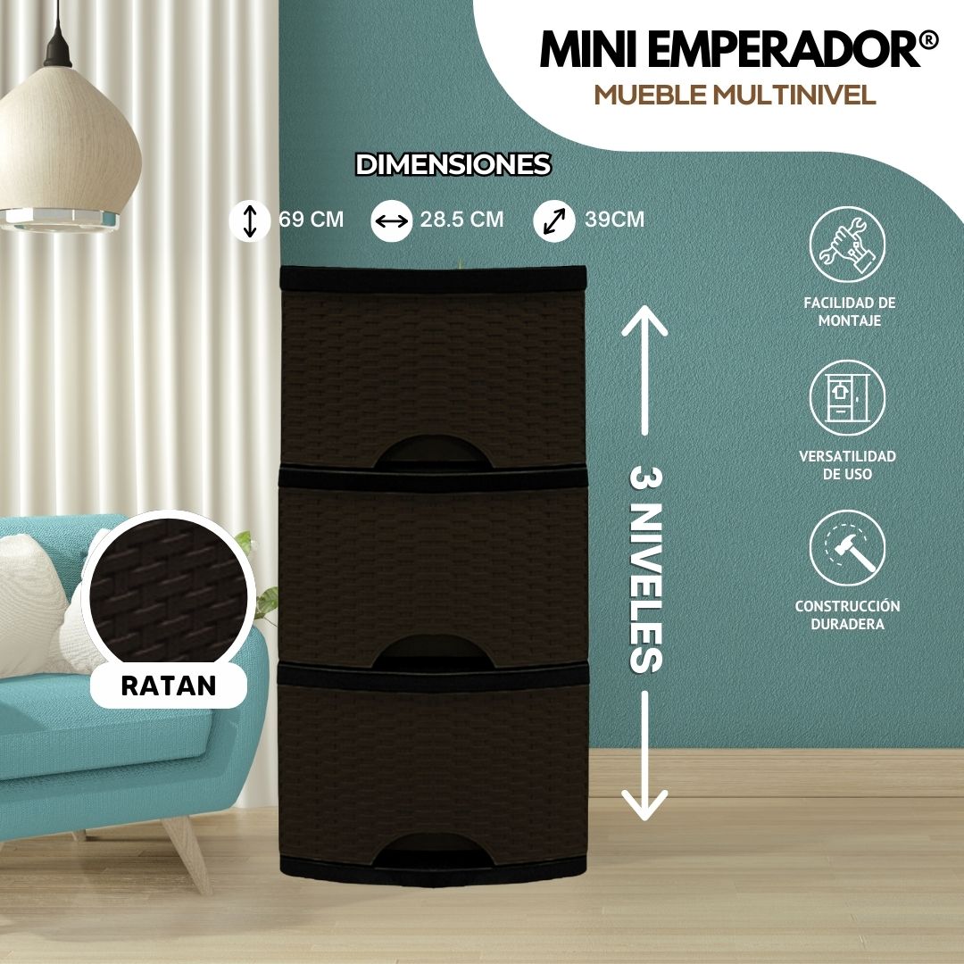 Mini Emperador®: Cajonera de Ratán Multicompartimiento