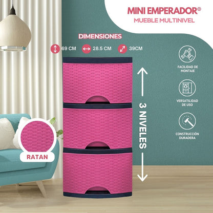 Mini Emperador®: Cajonera de Ratán Multicompartimiento