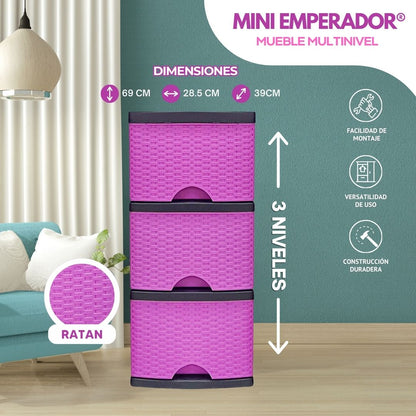 Mini Emperador®: Cajonera de Ratán Multicompartimiento