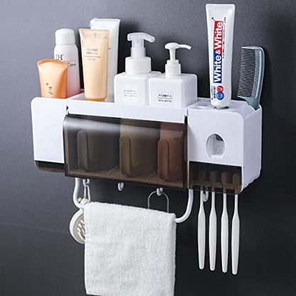 Organizador de Baño Deluxe: Juego Completo con Soporte para Cepillos y Dispensador de Pasta