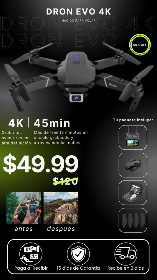 DRON EVA 4K - ENVIO GRATIS + 50%DESCUENTO