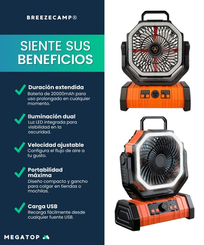 BreezeCamp: Ventilador Eléctrico Portátil