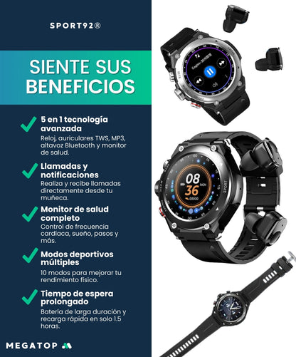 Sport92: Reloj Inteligente con Auriculares