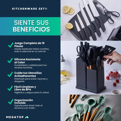 KITCHENWARE SET: Kit de 19 utensilios de silicona