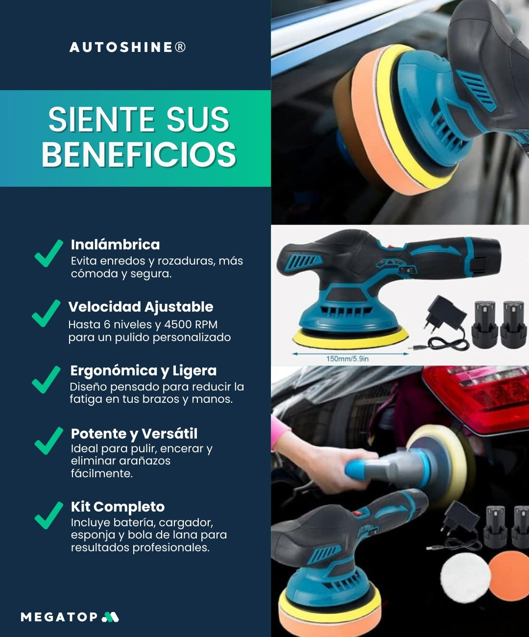 AutoShine: Pulidora inalámbrica  para automóvil