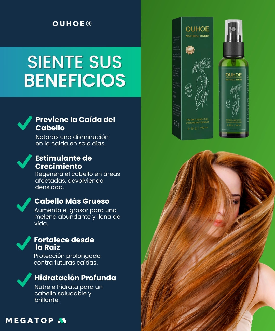 OUHOE: Spray para el Crecimiento de Cabello