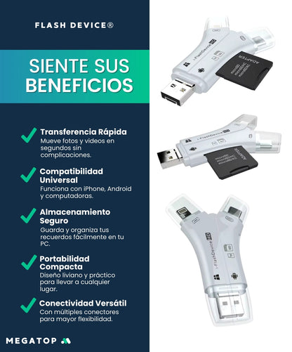 Flash Device: Lector de Tarjetas 4 en 1