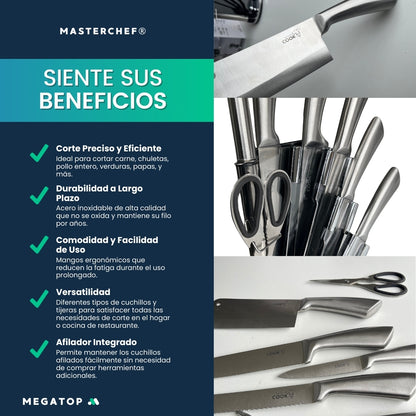 MasterChef: Cuchillo CHEF + GRATIS SET DE 7 PIEZAS