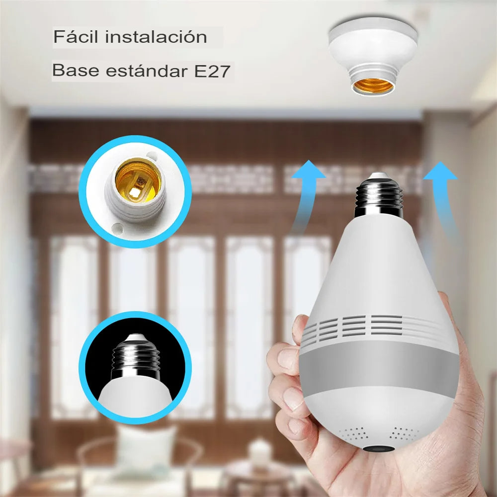 Bombilla de Cámara Panorámica WiFi 5MP: Vigilancia de Seguridad para el Hogar