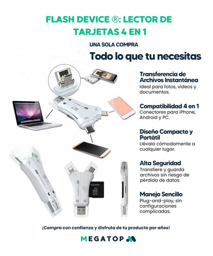 Flash Device: Lector de Tarjetas 4 en 1