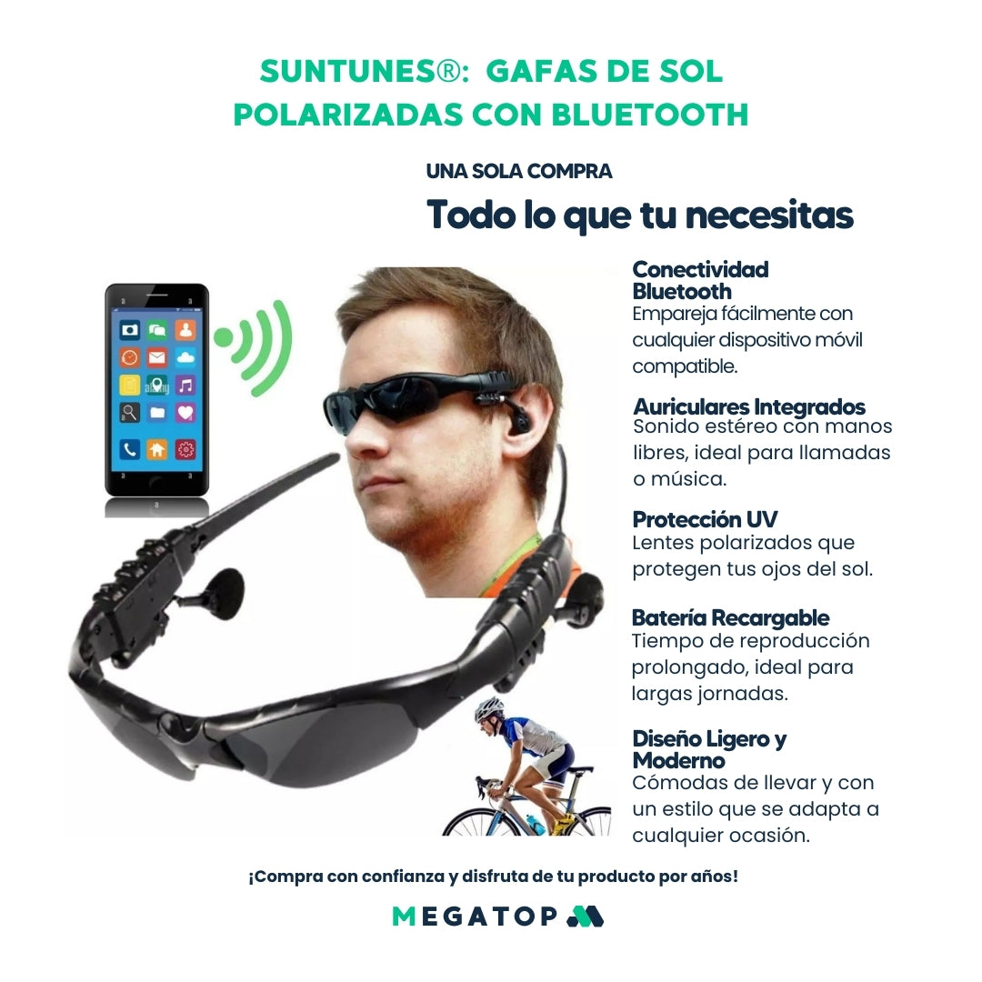 SunTunes: Gafas de Sol Polarizadas con Bluetooth 4.1 -