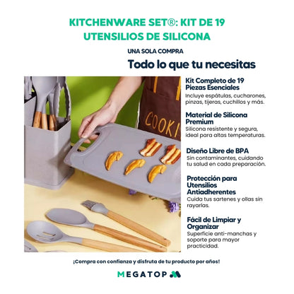 KITCHENWARE SET: Kit de 19 utensilios de silicona