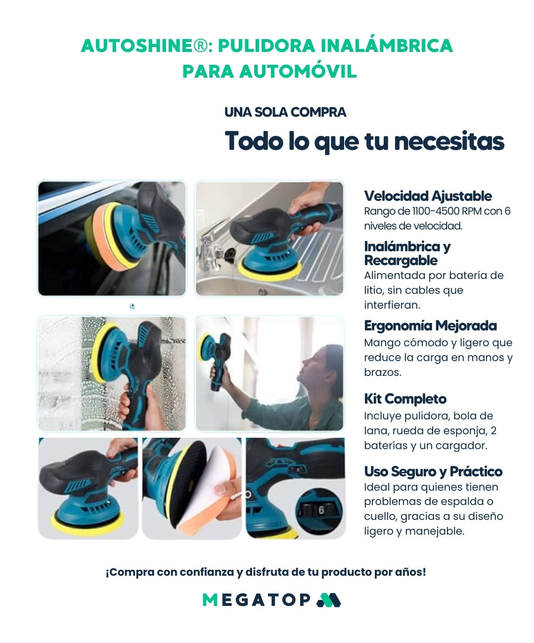 AutoShine: Pulidora inalámbrica  para automóvil