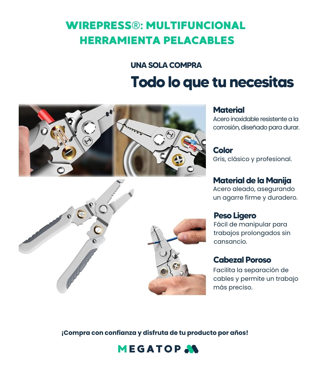 WirePress: Multifuncional  Herramienta Pelacables