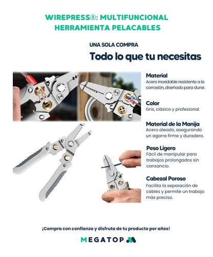 WirePress: Multifuncional  Herramienta Pelacables