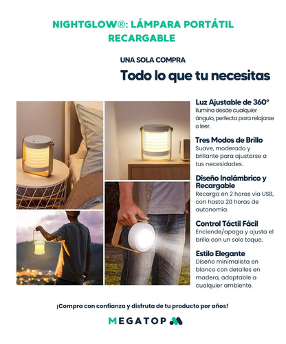 NightGlow: Lámpara Portátil Recargable