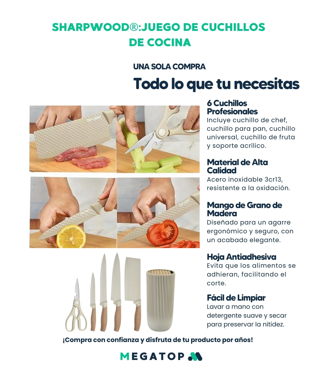 SharpWood: Juego de cuchillos de cocina