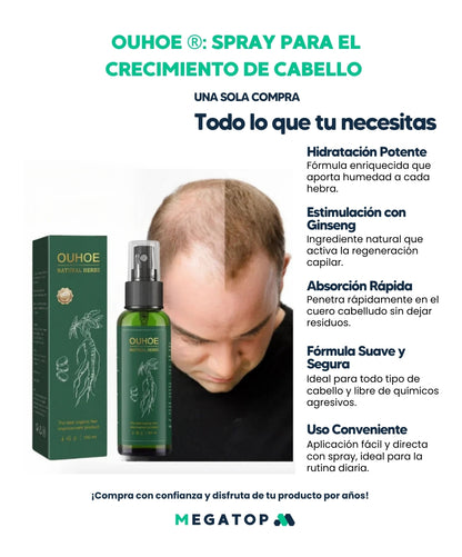 OUHOE: Spray para el Crecimiento de Cabello