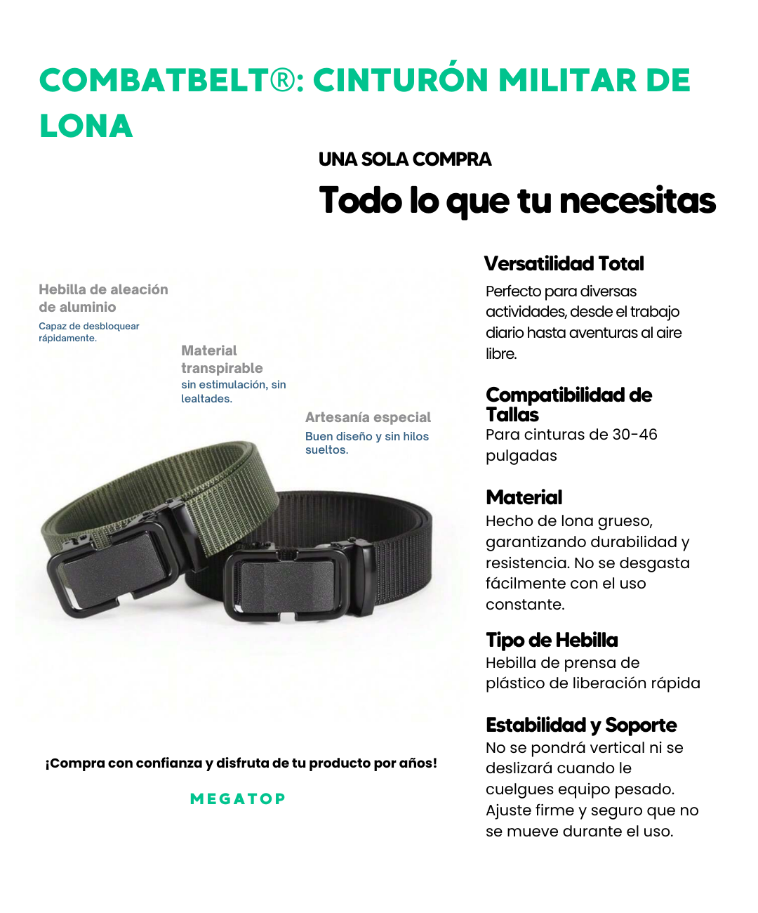 Cinturón Combat Belt: Compre 1 Llévese 1 GRATIS