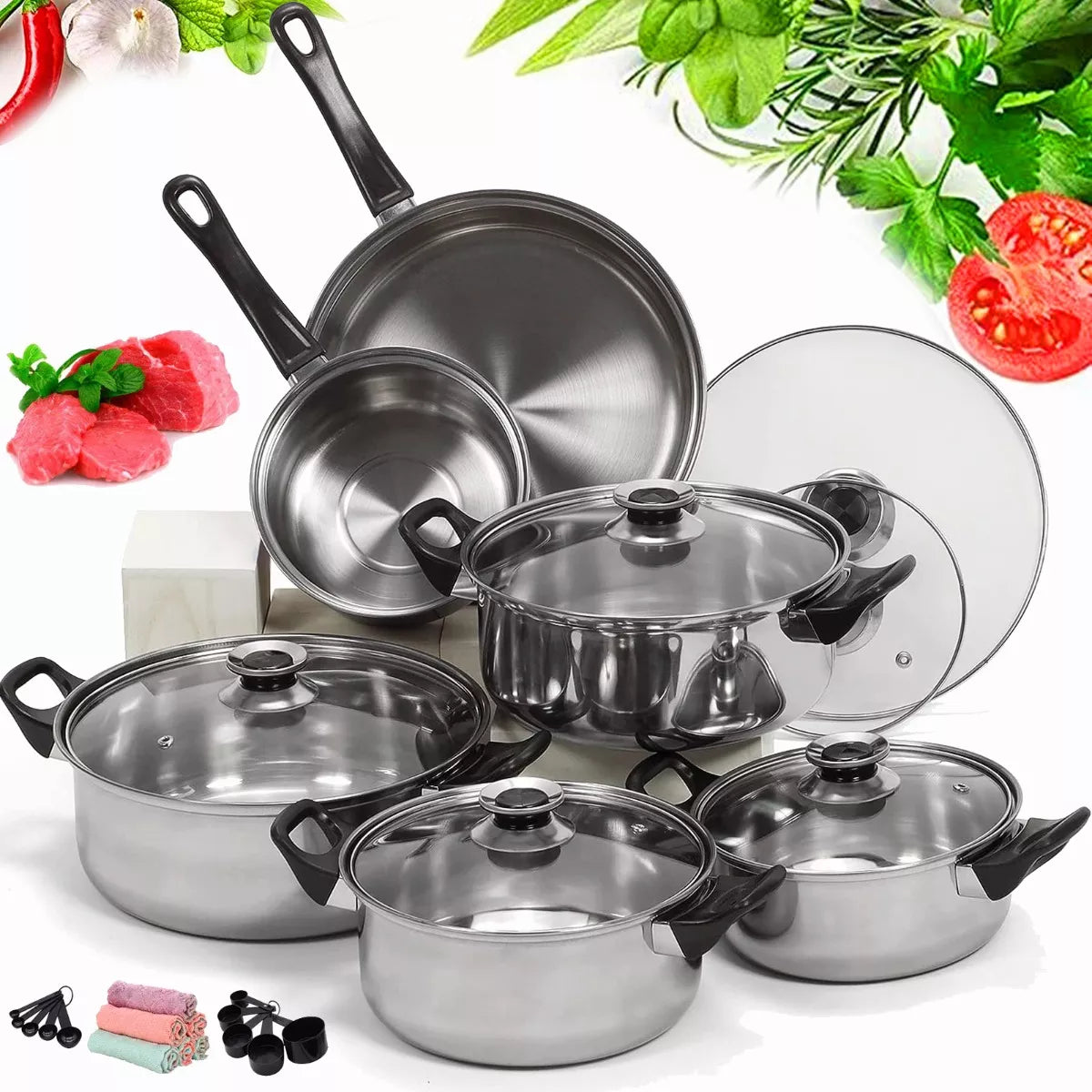 HomeCook Se®t: Juego de 6 Piezas de Acero Inoxidable