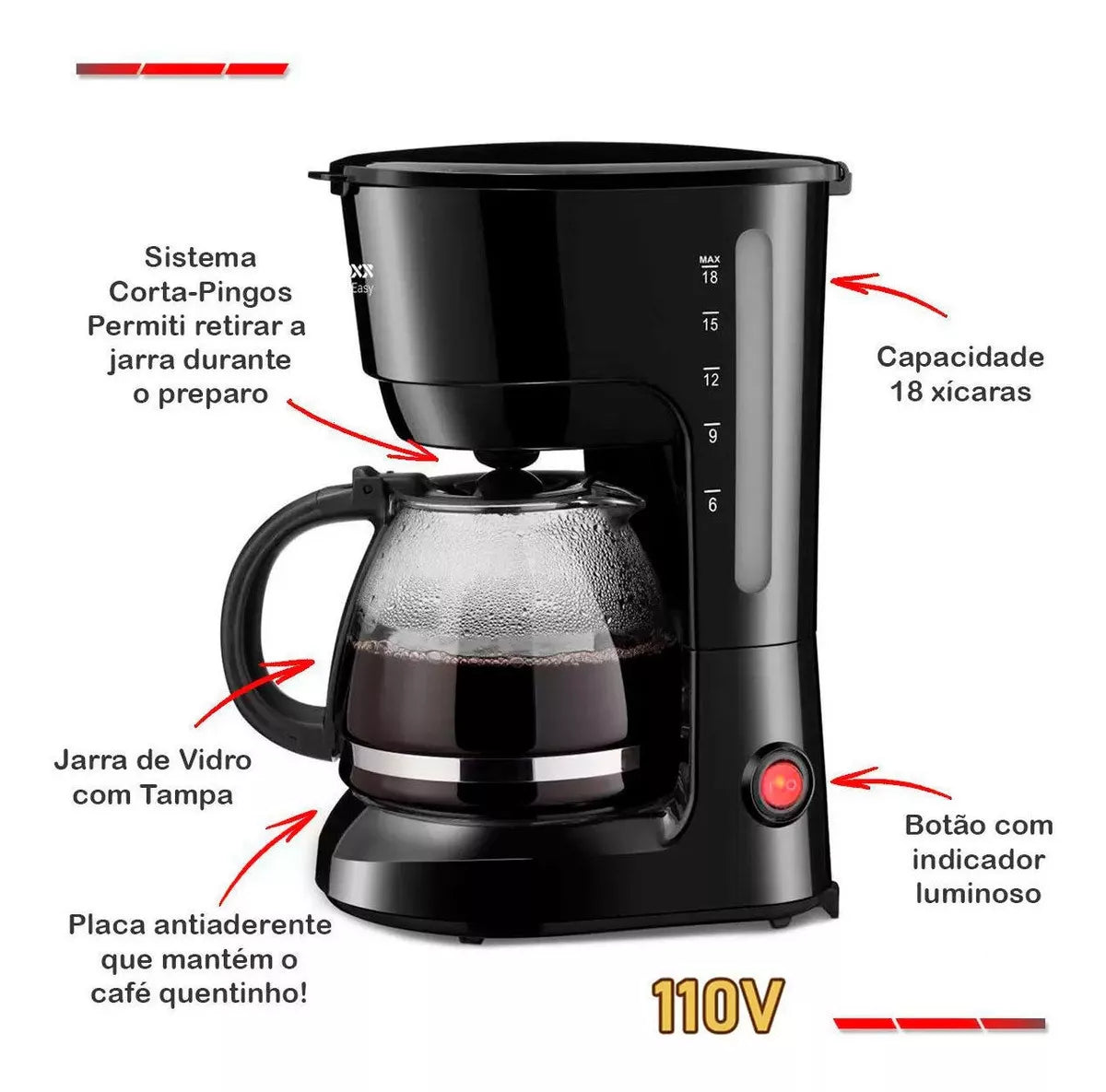 Cafetera Daewoo®: Cafetera de Filtro de 1.2L 12 tazas