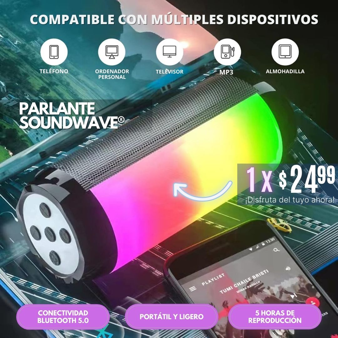 Parlante SoundWave: Altavoz Bluetooth inalámbrico y portátil