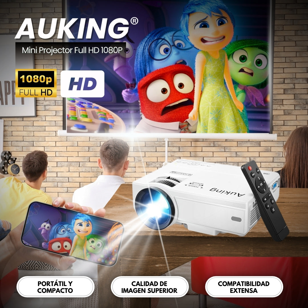 AuKing®: Mini Projector Full HD 1080P