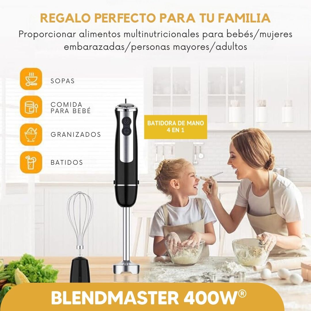 BlendMaster 400W®: Batidora de mano 4 en 1