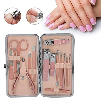 BeautyNail Pro: Juego de Manicura y Pedicura de 13 Piezas en Acero Inoxidable - Herramientas Profesionales para Uñas con Estuche de Viaje