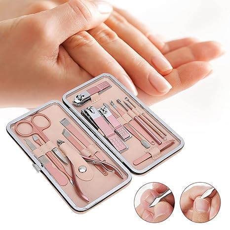 BeautyNail Pro: Juego de Manicura y Pedicura de 13 Piezas en Acero Inoxidable - Herramientas Profesionales para Uñas con Estuche de Viaje