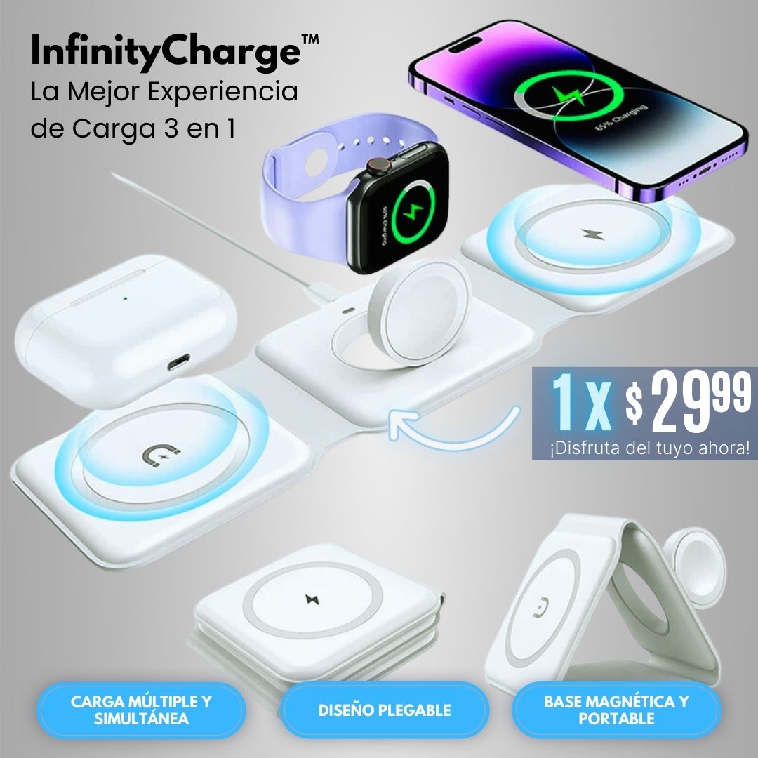 Infinity charge:  Estación de Carga Inalámbrica y Plegable 3 en 1