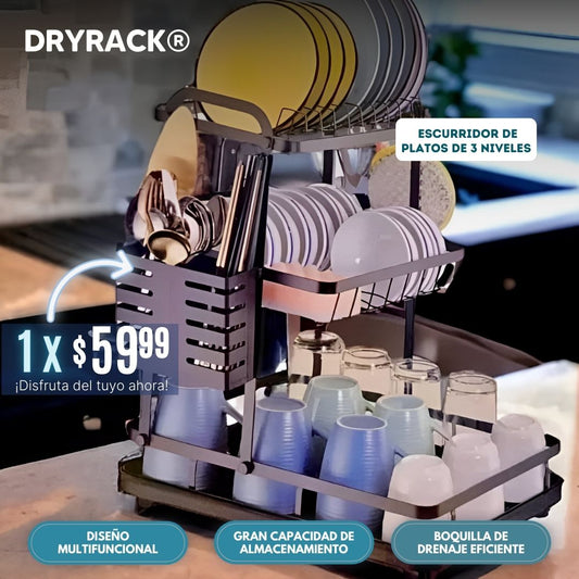 DryRack: Escurridor de Platos de 3 Niveles con Soportes especiales