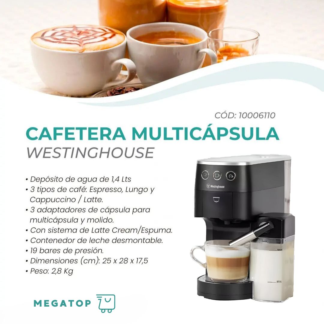 Cafetera WESTINGHOUSE®: Cafetera Multicapsulas Negra