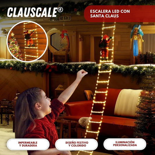 Clauscale: Escalera Led Con Santa Claus