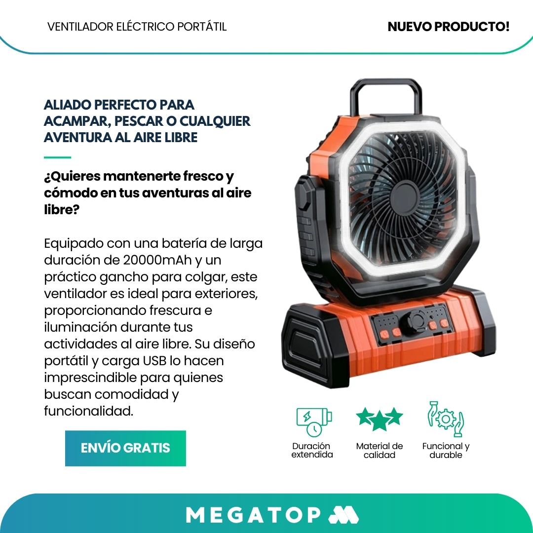 BreezeCamp: Ventilador Eléctrico Portátil