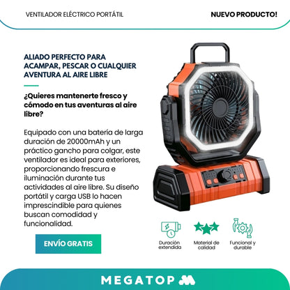 BreezeCamp: Ventilador Eléctrico Portátil