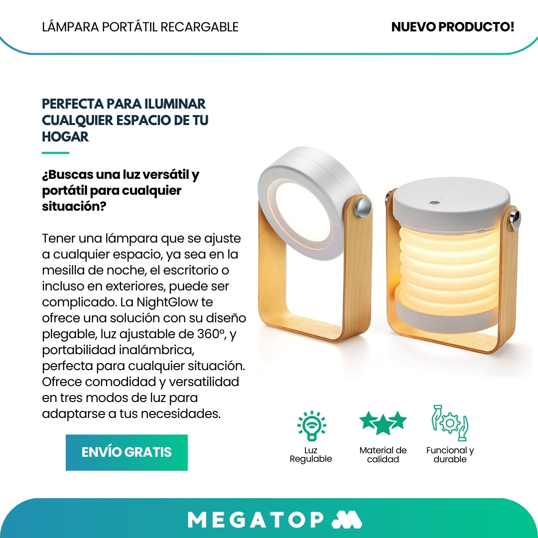 NightGlow: Lámpara Portátil Recargable