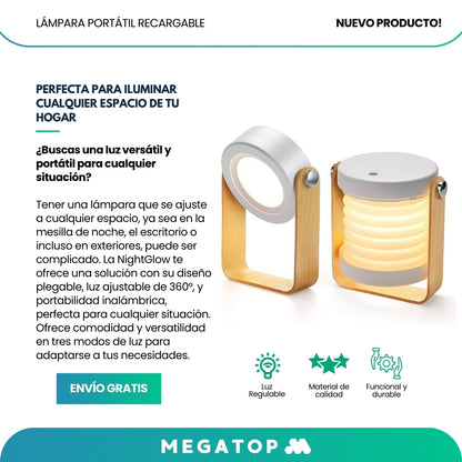 NightGlow: Lámpara Portátil Recargable