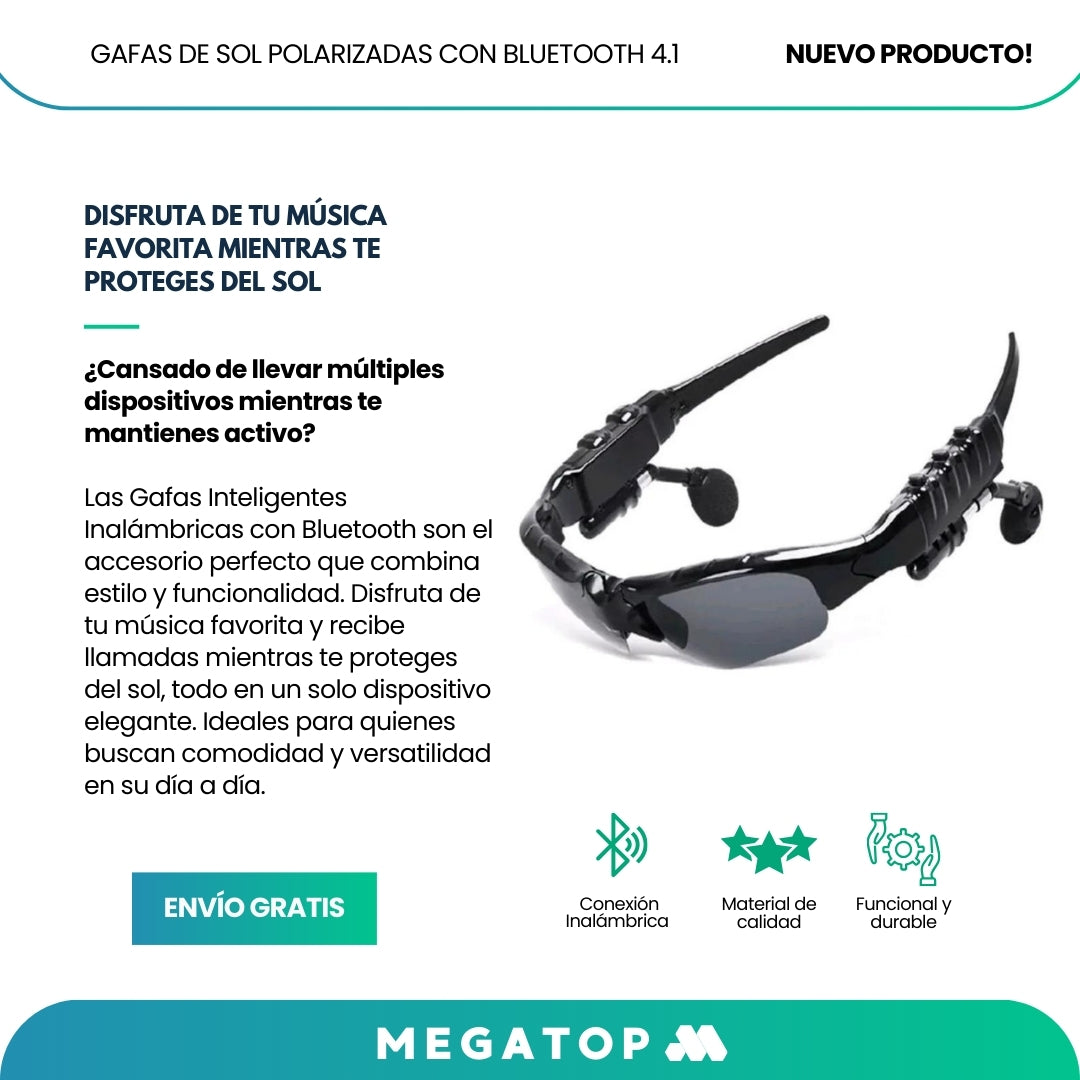 SunTunes: Gafas de Sol Polarizadas con Bluetooth 4.1 -