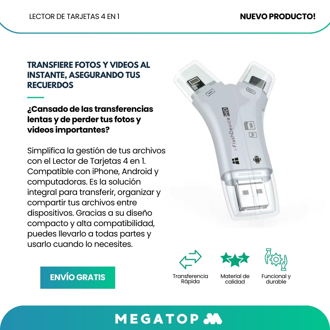 Flash Device: Lector de Tarjetas 4 en 1