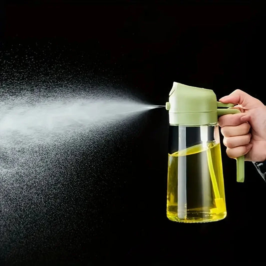 OilMist 2 en 1: Pulverizador de Aceite y Botella de Vidrio para Cocinar.