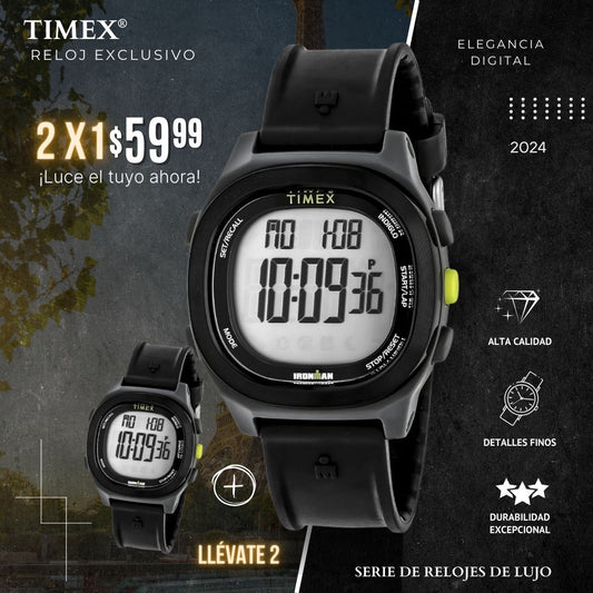 Timex®: Reloj digital con correa de resina.