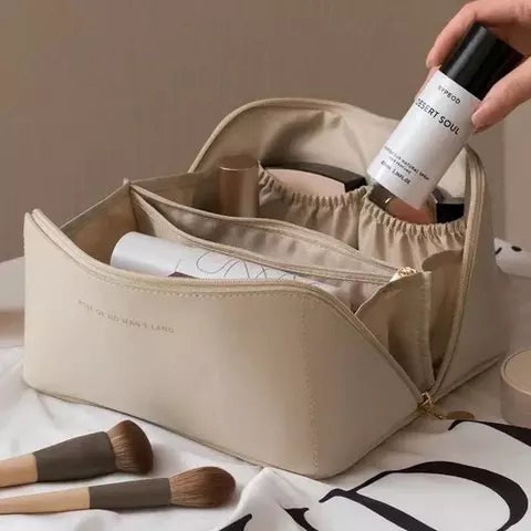 PrettyPouch®: Bolsa de Cosméticos de Gran Capacidad – Organizador de Estilo Simple para Viajes